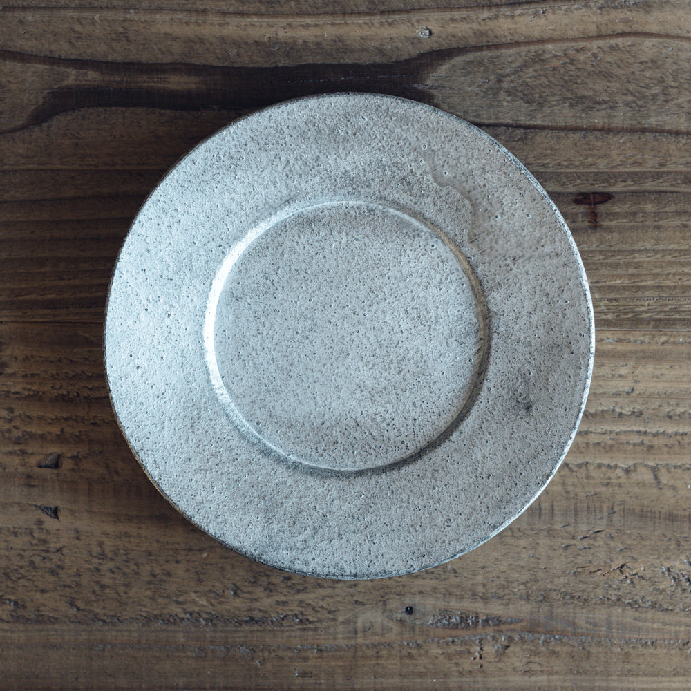 6寸リム皿 (銀彩)|フルカワゲンゴ おしゃれ かっこいい 高級感 食器 手作り シルバー 天然素材 自然素材 一点物 一点もの デザート皿