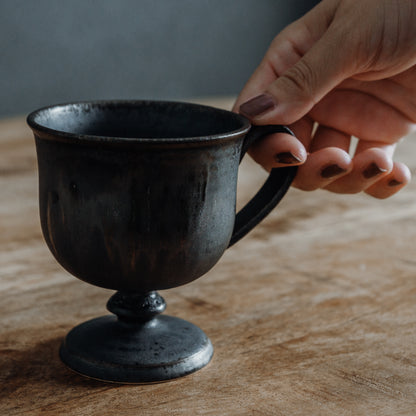 Beaded foot coffee cup (さびいろすす)