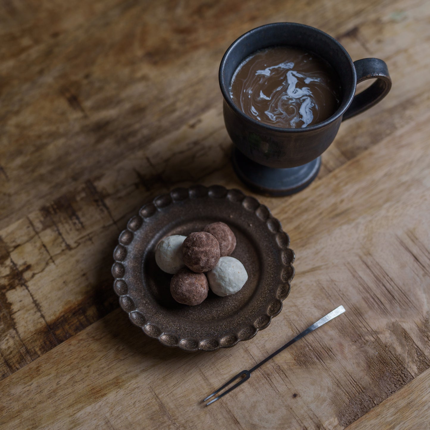 小菊プレート 鉄錆 小